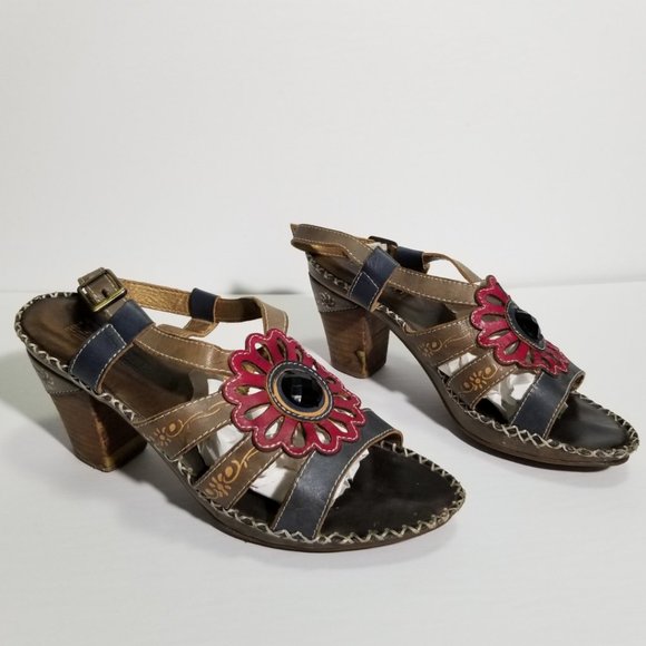 L'Artiste Strappy Floral Cutout Heeled Sandals - Picture 1 of 9